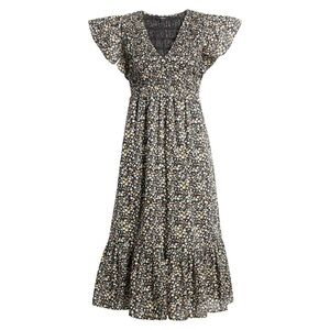 40. RAILS $258 Clementine Floral Smocked Cotton Dress In Black Mini Floral